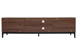 Miliboo TV-Möbel im Vintage-Stil aus dunklem Walnussfurnier und schwarzem Metall mit Stauraum B180 cm SARTO* Tv-lowboards