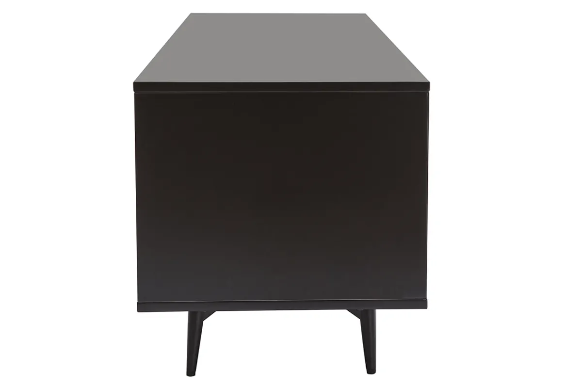 Miliboo TV-Möbel mattschwarz Walnussfurnier mit 2 Türen und 1 Schublade B160 cm MERMOZ* Tv-lowboards