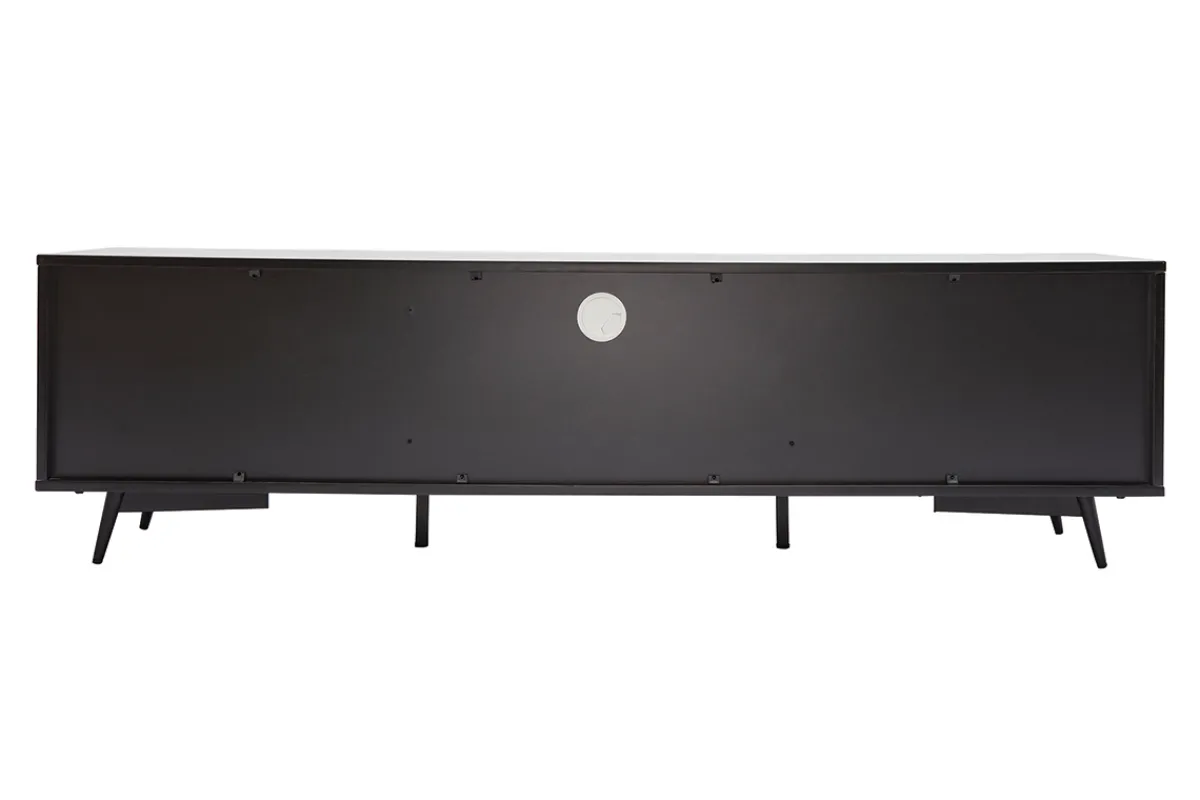 Miliboo TV-Möbel mattschwarz Walnussfurnier mit 2 Türen und 1 Schublade B160 cm MERMOZ* Tv-lowboards