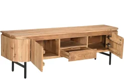 Miliboo TV-Möbel mit Ablagefächern aus Massivholz und schwarzem Metall B160 cm NAPOLI* Tv-lowboards