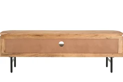 Miliboo TV-Möbel mit Ablagefächern aus Massivholz und schwarzem Metall B160 cm NAPOLI* Tv-lowboards