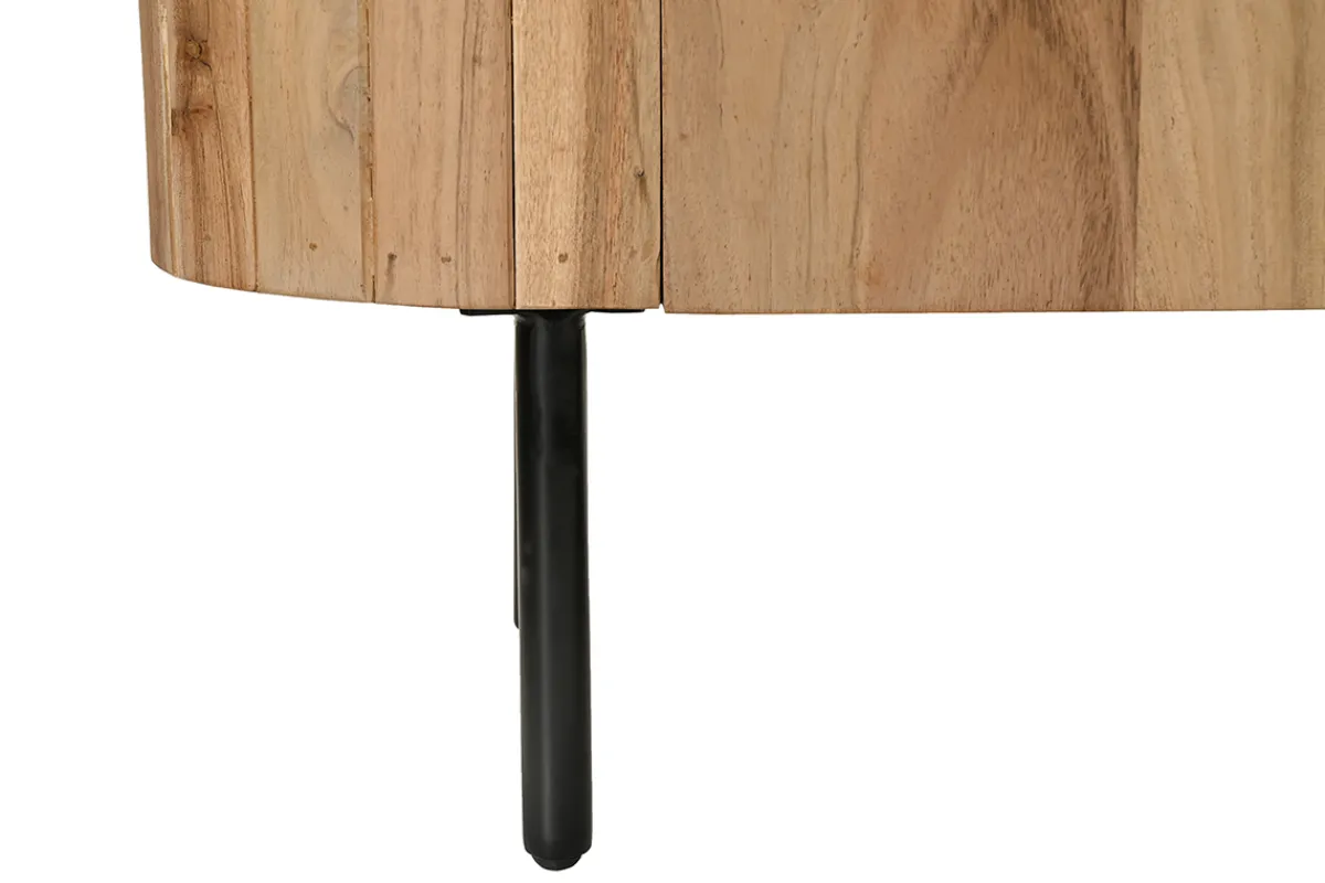 Miliboo TV-Möbel mit Ablagefächern aus Massivholz und schwarzem Metall B160 cm NAPOLI* Tv-lowboards