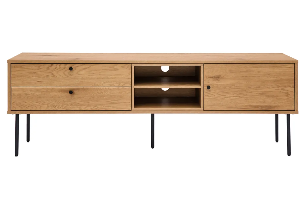 Miliboo TV-Möbel mit hellem Holzdekor in Eiche und schwarzen Metallfüßen B160 cm PERNELLE* Tv-lowboards