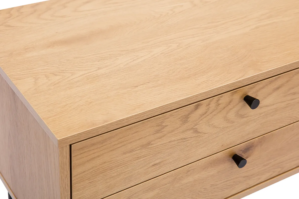 Miliboo TV-Möbel mit hellem Holzdekor in Eiche und schwarzen Metallfüßen B160 cm PERNELLE* Tv-lowboards