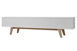 Miliboo TV-Möbel Skandinavienstil Weiß glänzend und Esche 180 cm MELKA* Tv-lowboards
