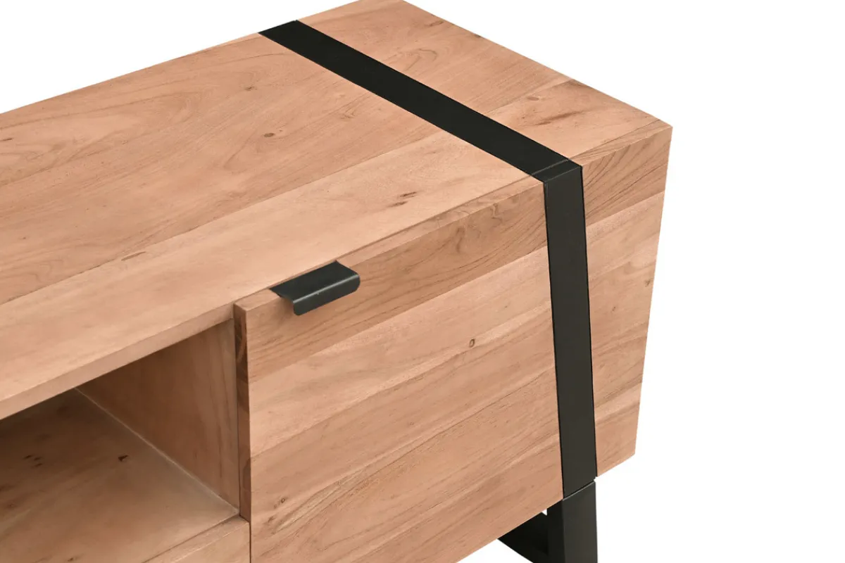 Miliboo TV-Schrank aus massivem Akazienholz und schwarzem Metall B 150 cm ALVARO* Tv-lowboards