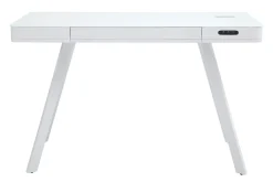 Miliboo Vernetzter Multimedia-Schreibtisch - transparentes Glas und weißes Metall CLEVER* Design-schreibtische