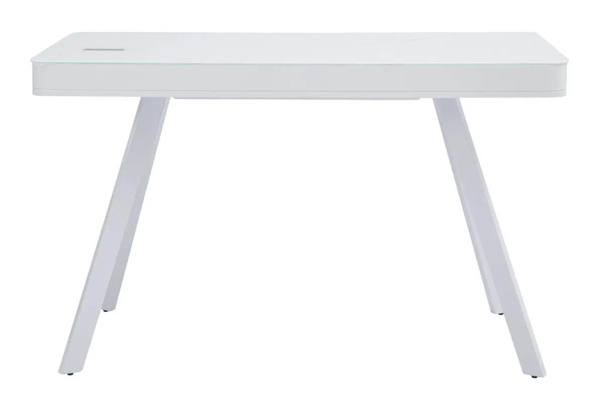 Miliboo Vernetzter Multimedia-Schreibtisch - transparentes Glas und weißes Metall CLEVER* Design-schreibtische