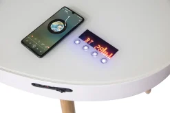 Miliboo Vernetzter Multimedia-Schreibtisch - Glas Weiß und helles Holz HANDY* Design-schreibtische