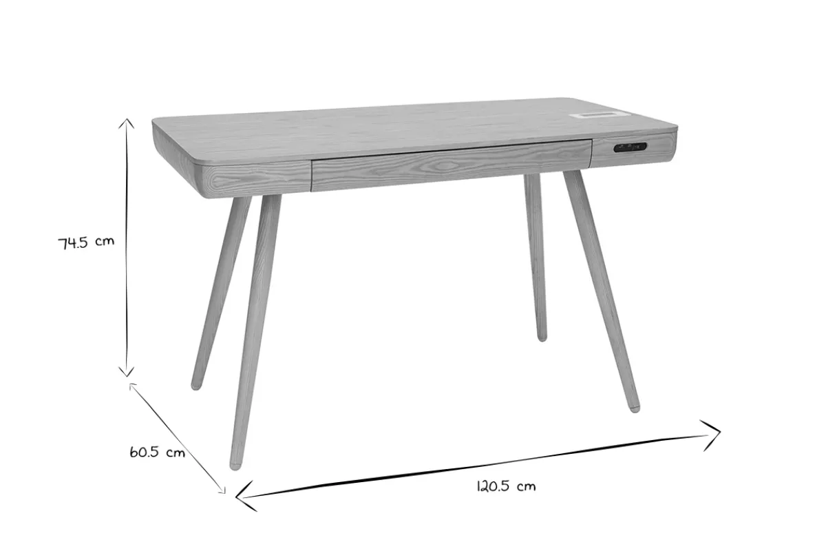 Miliboo Vernetzter Multimedia-Schreibtisch aus massiver Esche CLEVER* Design-schreibtische