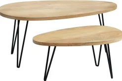 Miliboo Verschachtelte Couchtische aus solidem Mangoholz und Metall (2er-Set) VIBES* Couchtische