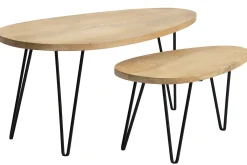 Miliboo Verschachtelte Couchtische aus solidem Mangoholz und Metall (2er-Set) VIBES* Couchtische