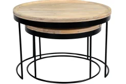 Miliboo Verschachtelungs-Couchtische aus massivem Mangoholz und Metall LEDGE* Couchtische