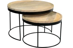 Miliboo Verschachtelungs-Couchtische aus massivem Mangoholz und Metall LEDGE* Couchtische
