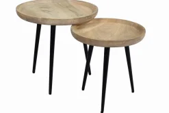 Miliboo Verschachtelungs-Couchtische aus massivem Mangoholz und Metall PYTA* Couchtische