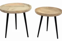 Miliboo Verschachtelungs-Couchtische aus massivem Mangoholz und Metall PYTA* Couchtische