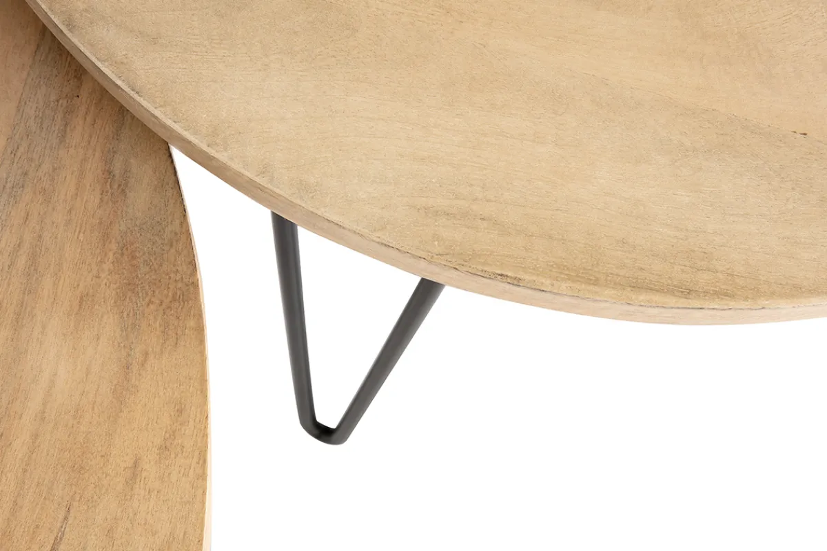 Miliboo Verschachtelungstische rund aus massivem Mangoholz und Metall (2er-Satz) VIBES* Couchtische