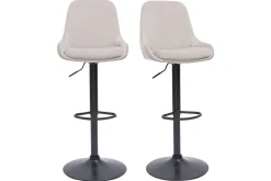Miliboo Verstellbarer Design-Barhocker aus taupefarbenem Samtstoff und schwarzem Metall 360° drehbar (2er-Set) HOLO* Barhocker