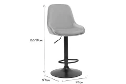 Miliboo Verstellbarer Design-Barhocker aus taupefarbenem Samtstoff und schwarzem Metall 360° drehbar (2er-Set) HOLO* Barhocker