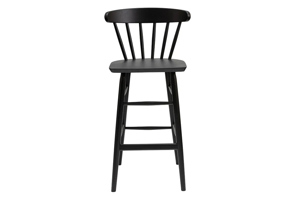 Miliboo Vintage Barhocker mit Fußstütze schwarz H 65 cm DARIA* Barhocker