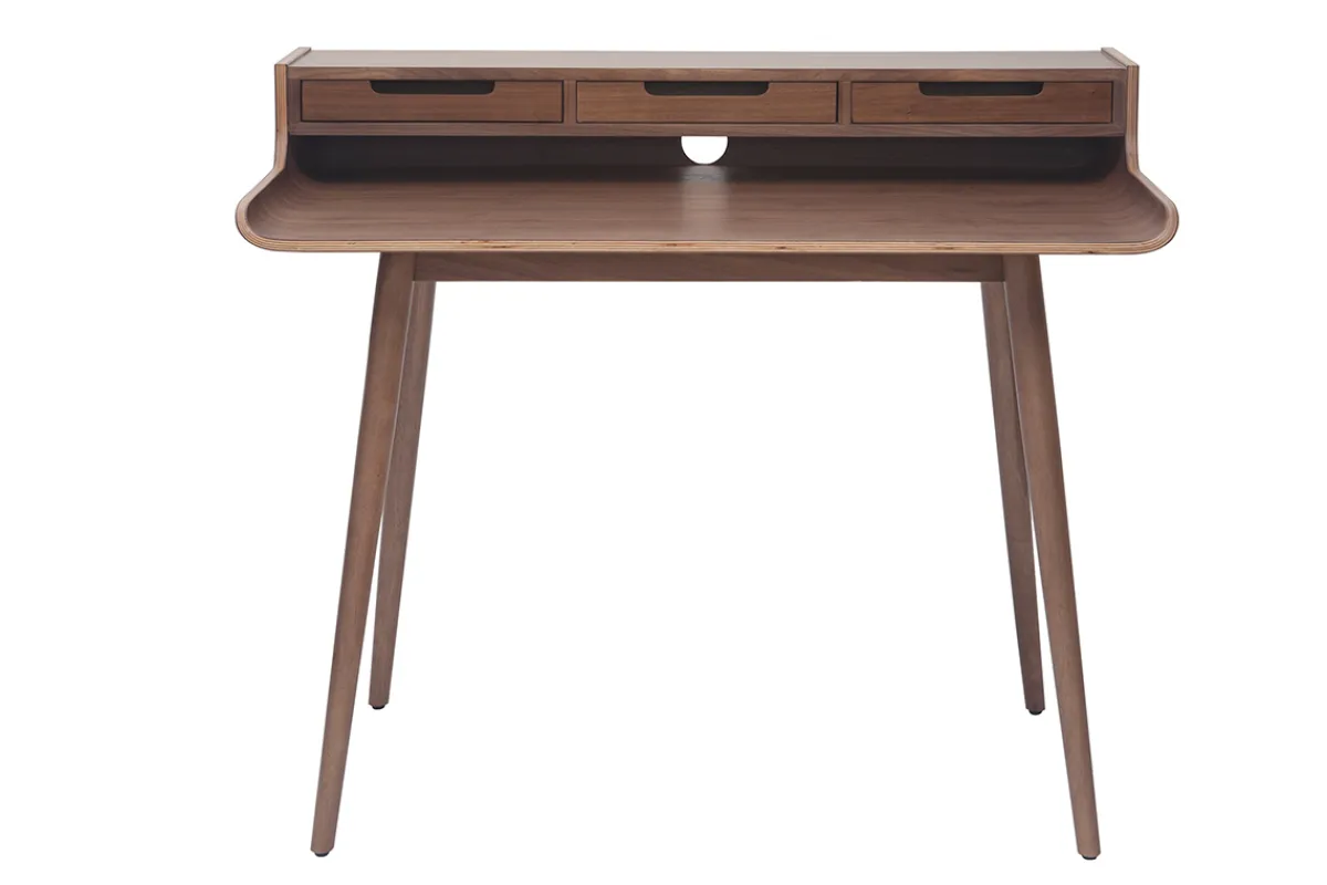 Miliboo Vintage Schreibtisch aus Nussbaumholz 3 Schubladen L110 cm OPUS* Design-schreibtische