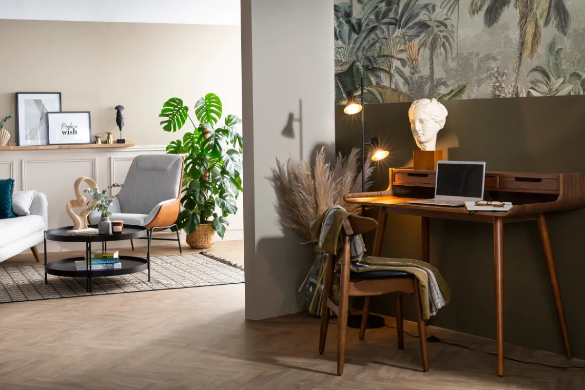 Miliboo Vintage Schreibtisch aus Nussbaumholz 3 Schubladen L110 cm OPUS* Design-schreibtische
