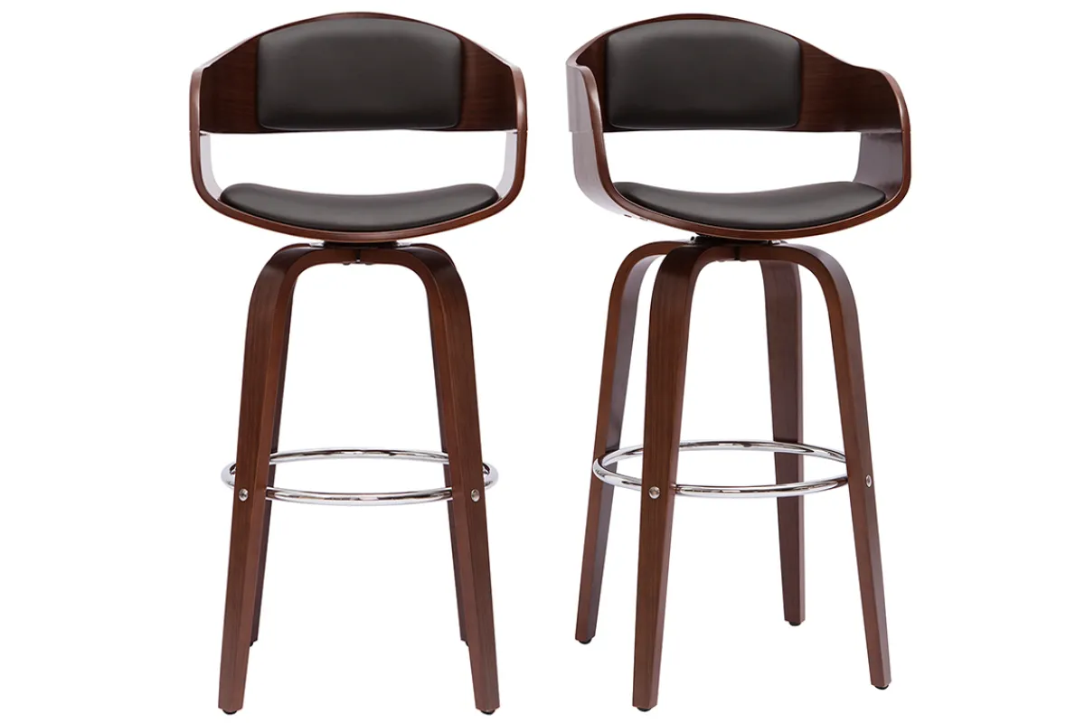 Miliboo Vintage-Barhocker drehbar 360° Walnuss H67cm GAO* Barhocker