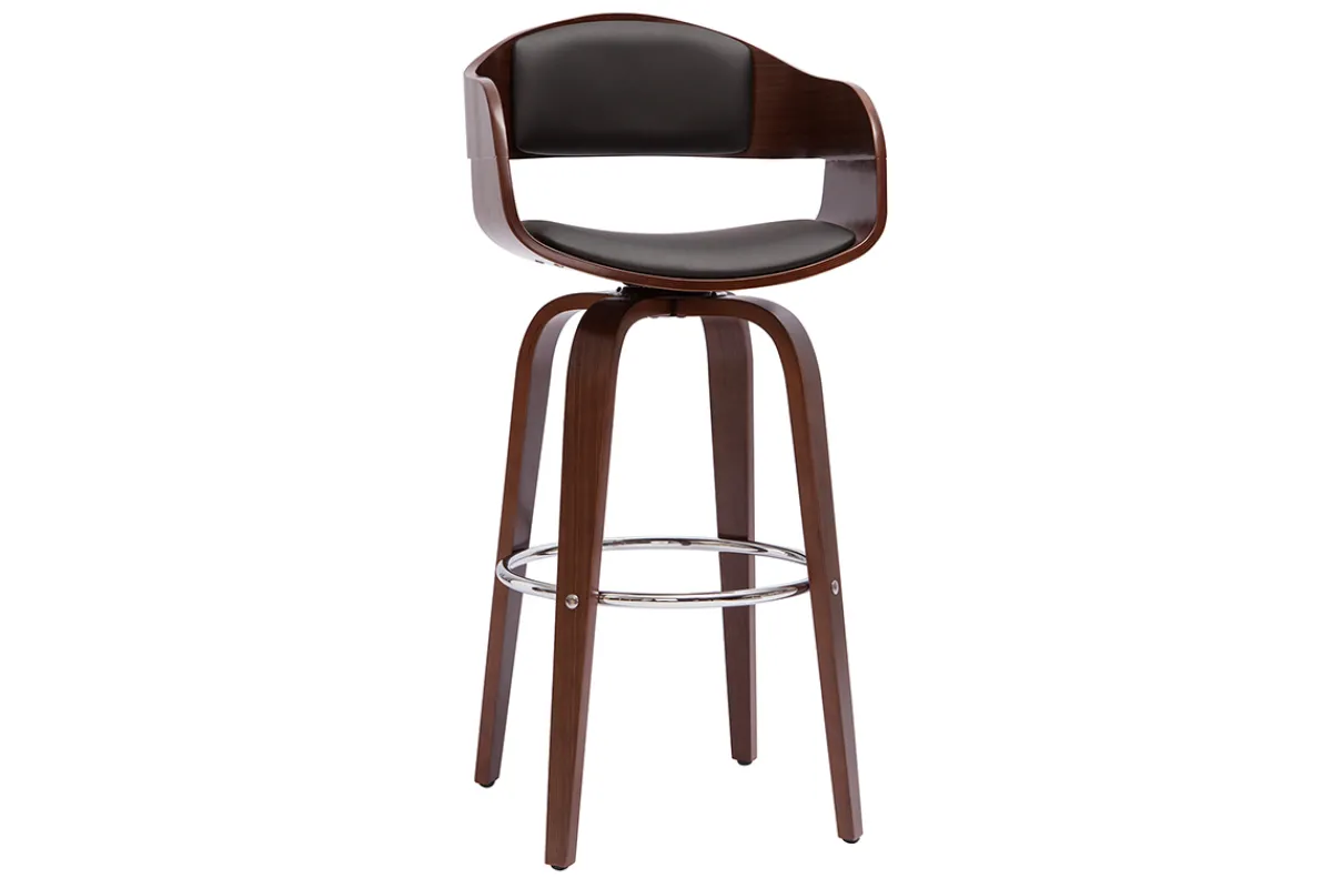 Miliboo Vintage-Barhocker drehbar 360° Walnuss H67cm GAO* Barhocker