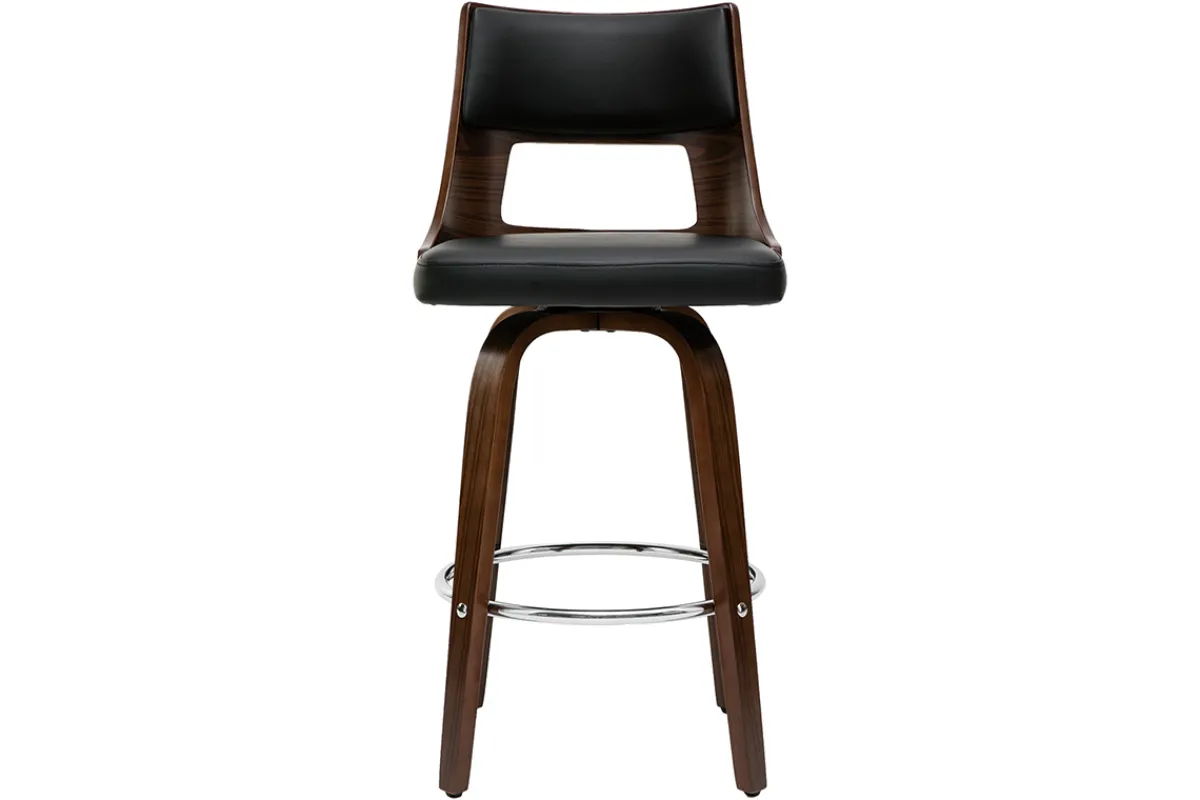 Miliboo Vintage-Barhocker Schwarz und dunkles Holz GARBO* Barhocker