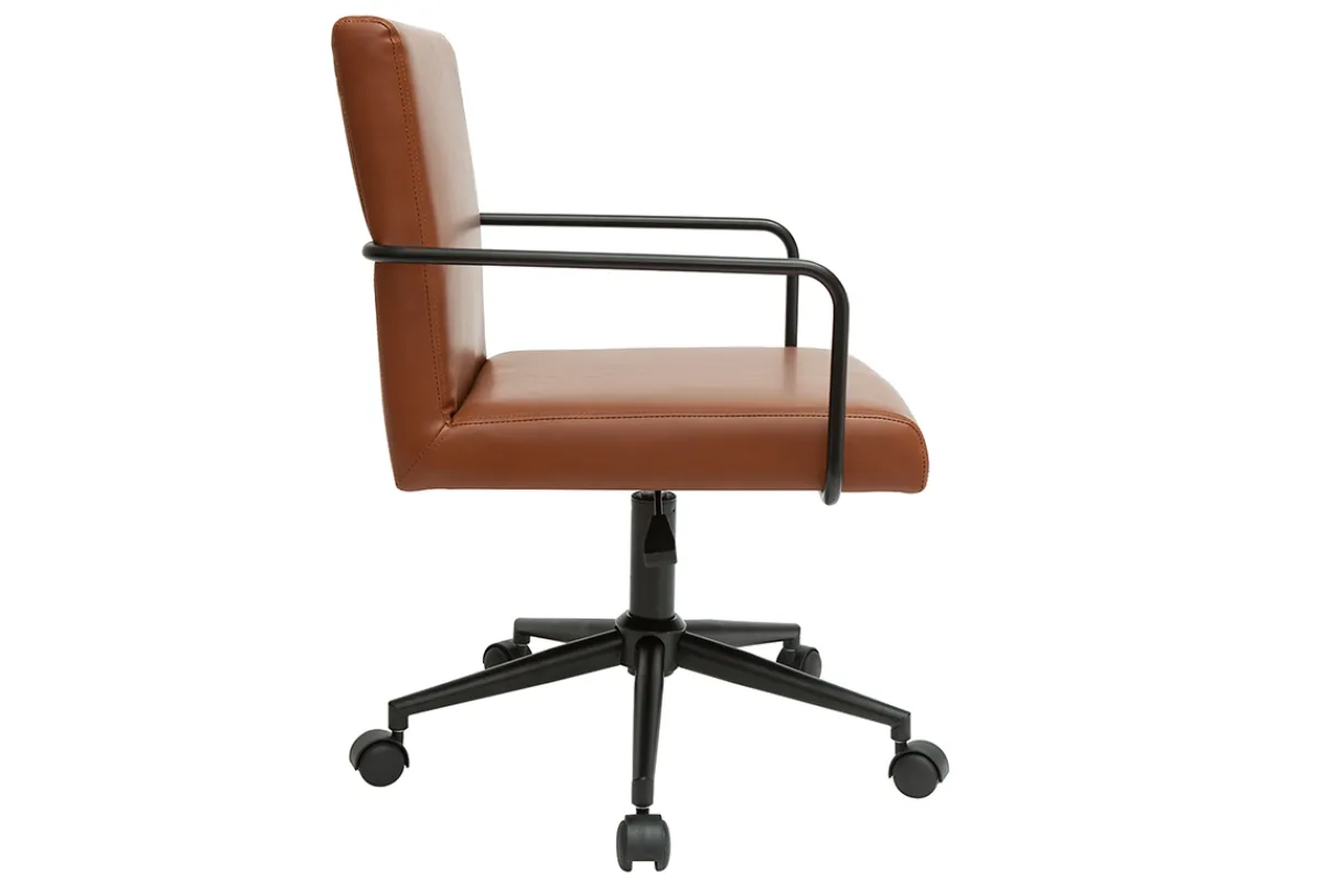Miliboo Vintage-Bürostuhl aus braunem Polyurethan und schwarzem Metall FLOKI* Bürostühle|Bürostuhl Zum Kleinen Preis