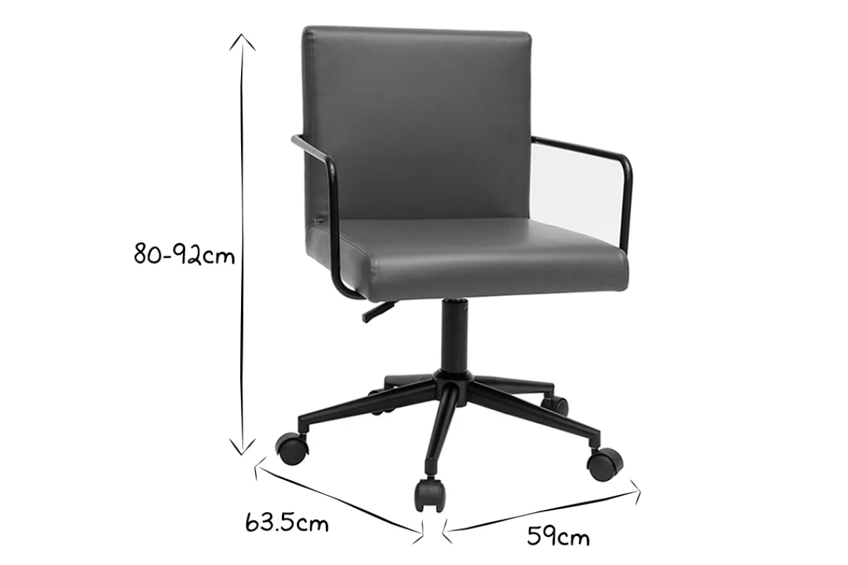 Miliboo Vintage-Bürostuhl aus braunem Polyurethan und schwarzem Metall FLOKI* Bürostühle|Bürostuhl Zum Kleinen Preis