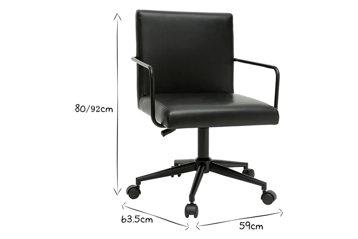 Miliboo Vintage-Bürostuhl aus Polyurethan und Metall in Schwarz FLOKI* Bürostühle|Bürostuhl Zum Kleinen Preis