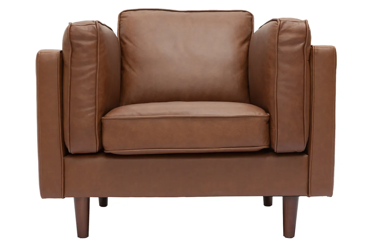 Miliboo Vintage-Ledersessel aus braunem Büffelleder BRADLEY* Design-sessel|Sessel
