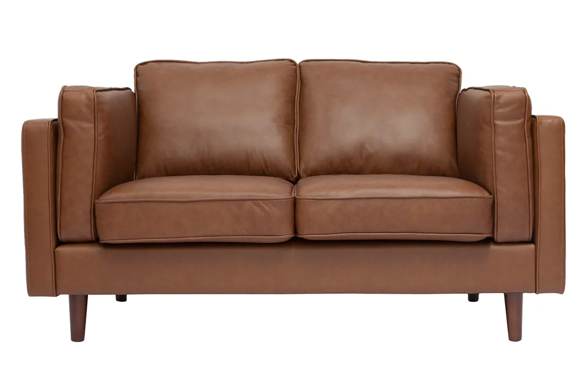 Miliboo Vintage-Ledersofa braun 2-Sitzer BRADLEY* Ledersofas