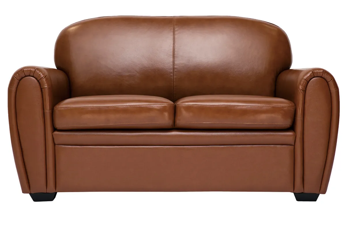 Miliboo Vintage-Ledersofa braun 2-Sitzer CLUB* Ledersofas
