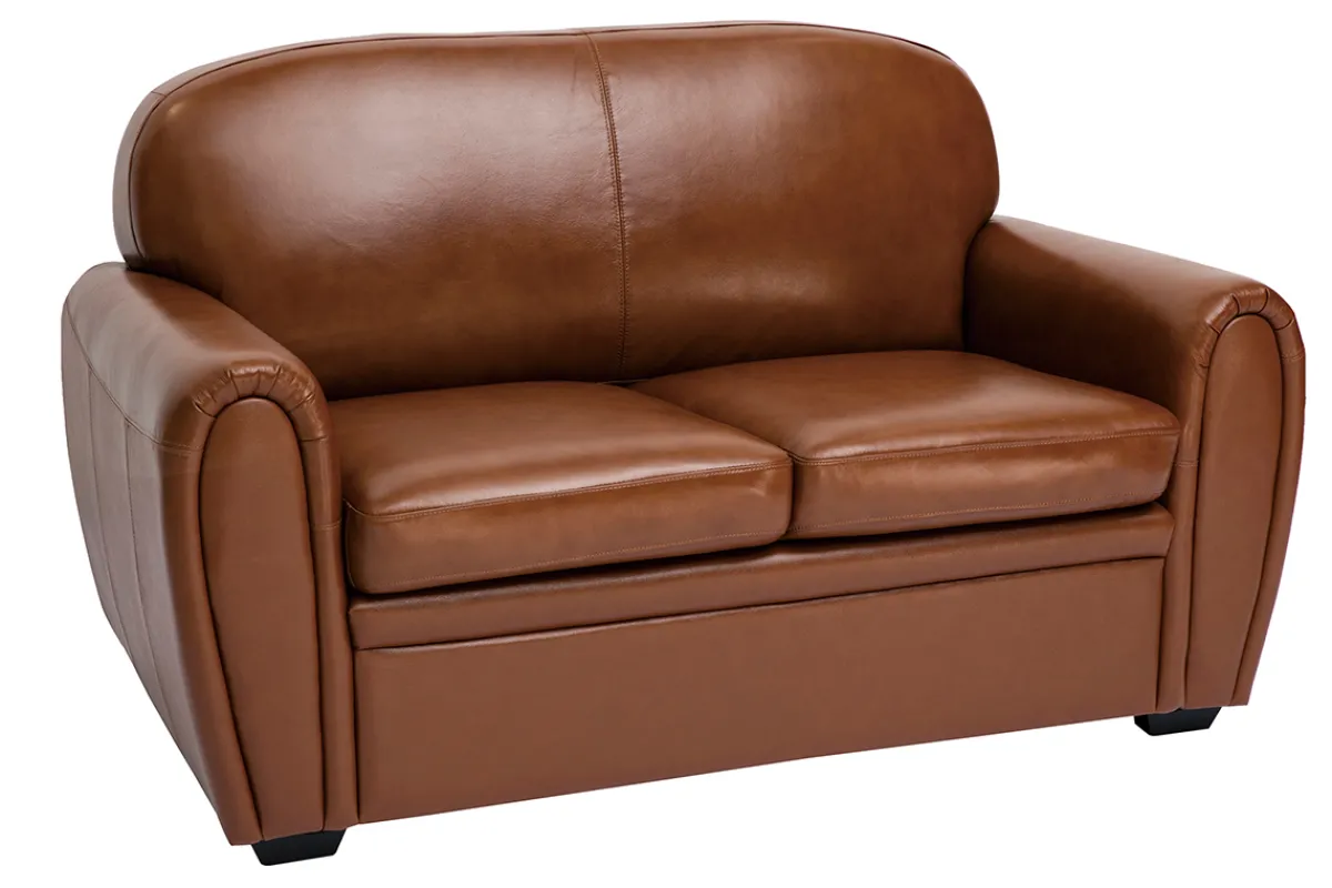 Miliboo Vintage-Ledersofa braun 2-Sitzer CLUB* Ledersofas