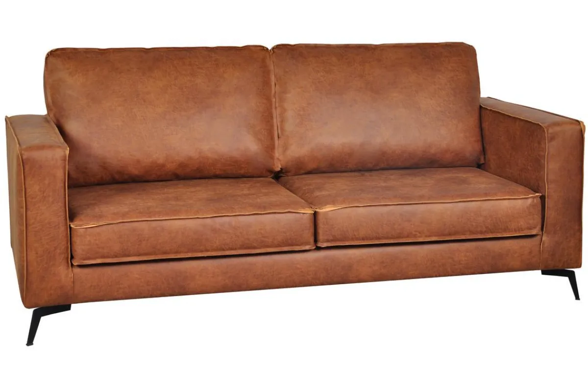 Miliboo Vintage-Ledersofa 3-Sitzer cognacfarben SONNY* Ledersofas
