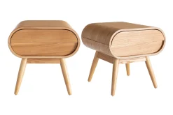 Miliboo Vintage-Nachttisch mit Schublade aus hellem Holz B45 cm (2er-Set) BJORG* Nachttische