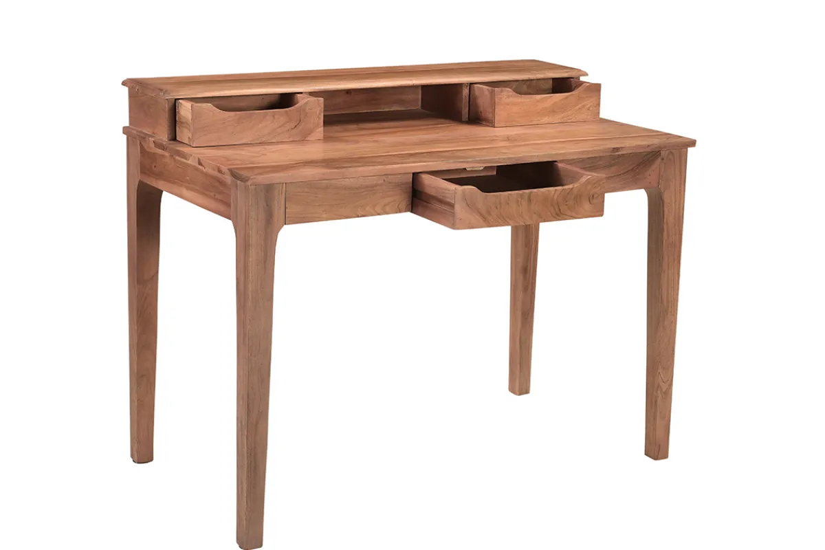Miliboo Vintage-Schreibtisch aus massivem Akazienholz mit Fach und Schubladen B115 cm GARY* Design-schreibtische