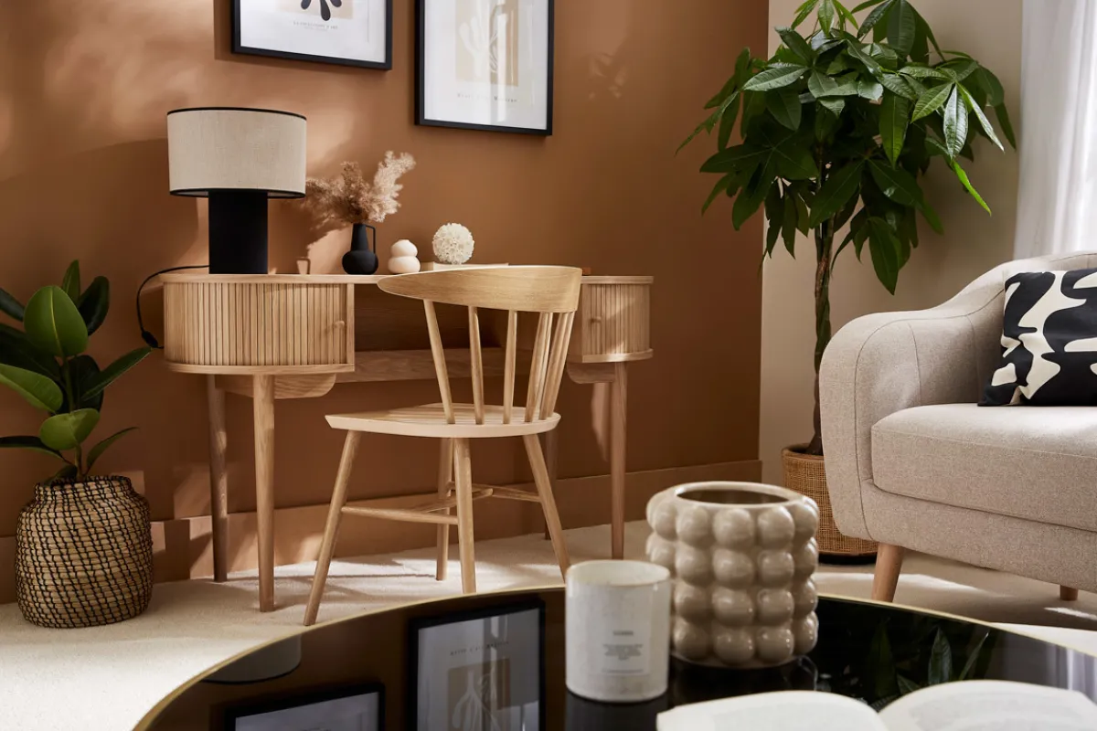Miliboo Vintage-Schreibtisch Eichenfurnier mit Füßen aus massiver Eiche EPIC* Design-schreibtische