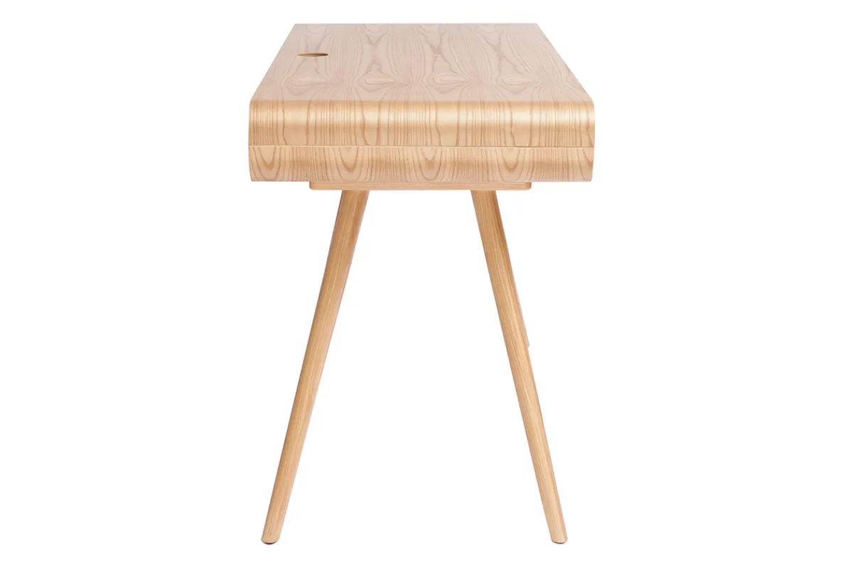 Miliboo Vintage-Schreibtisch mit Aufbewahrung aus hellem Holz und Rohrgeflecht B120 cm OLYMPE* Design-schreibtische