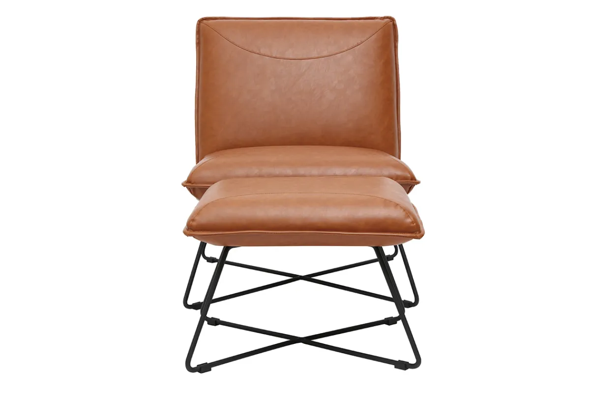 Miliboo Vintage-Sessel Braun mit Fußstütze PHILO* Design-sessel|Sessel