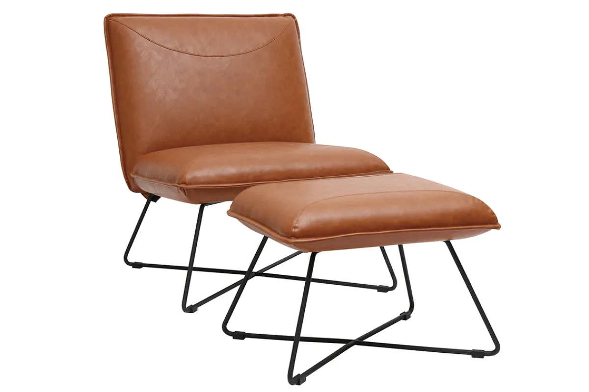 Miliboo Vintage-Sessel Braun mit Fußstütze PHILO* Design-sessel|Sessel