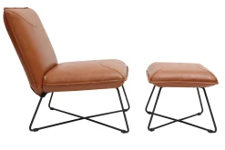 Miliboo Vintage-Sessel Braun mit Fußstütze PHILO* Design-sessel|Sessel