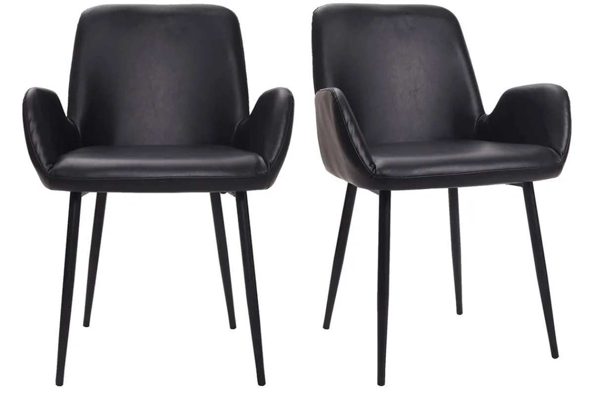 Miliboo Vintage-Sessel mit schwarzen Metallbeinen (2er-Set) TIKA* Design-sessel|Design-stühle