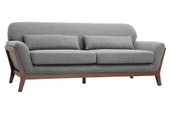 Miliboo Vintage-Sofa in Grau und Nussbaum 3-Sitzer YOKO* Design-sofas