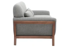 Miliboo Vintage-Sofa in Grau und Nussbaum 3-Sitzer YOKO* Design-sofas
