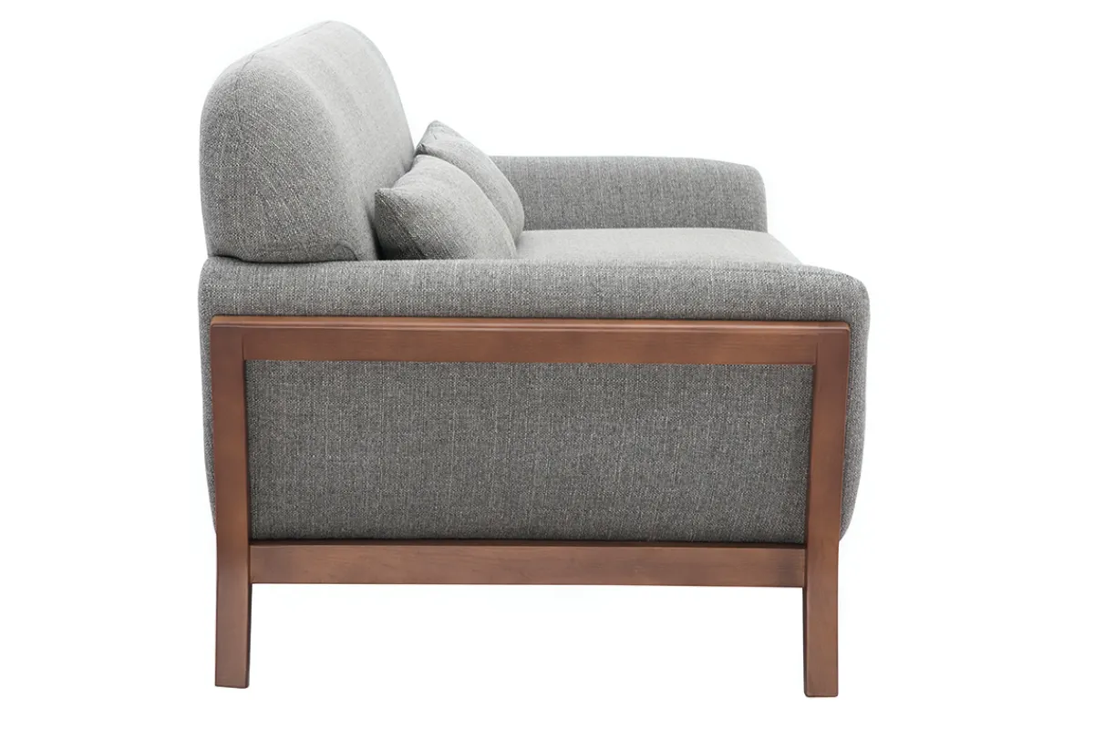 Miliboo Vintage-Sofa in Grau und Nussbaum 3-Sitzer YOKO* Design-sofas