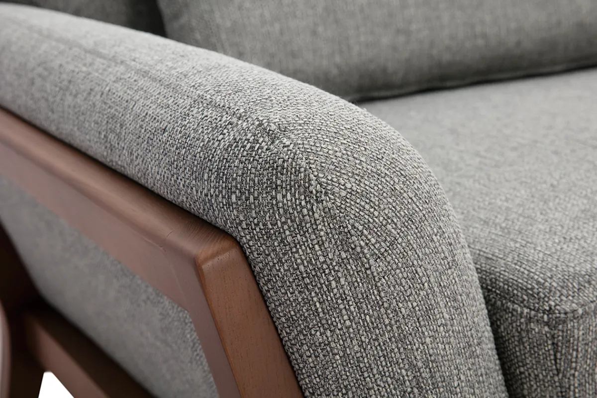 Miliboo Vintage-Sofa in Grau und Nussbaum 3-Sitzer YOKO* Design-sofas