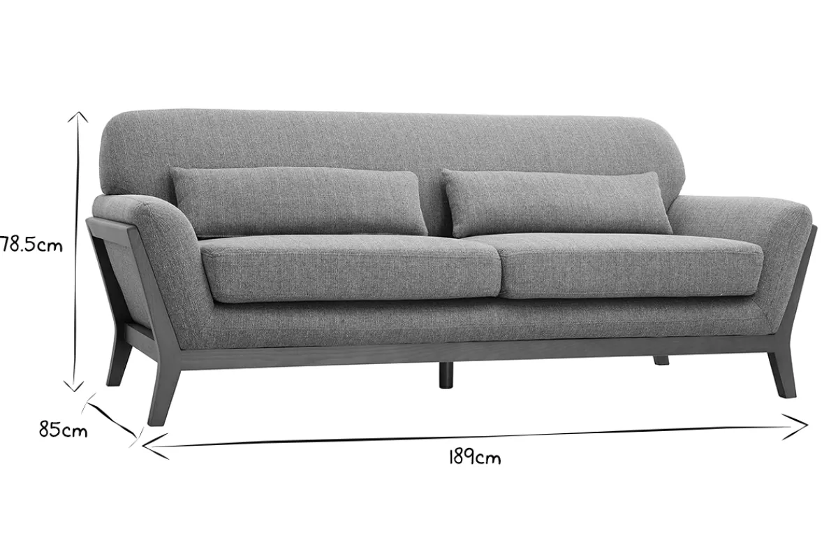 Miliboo Vintage-Sofa in Grau und Nussbaum 3-Sitzer YOKO* Design-sofas